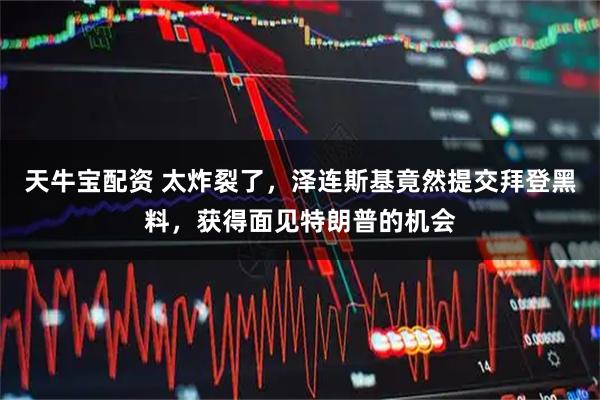 天牛宝配资 太炸裂了,泽连斯基竟然提交拜登黑料,获得面见特朗普的机会