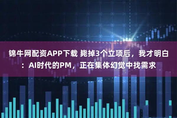 锦牛网配资APP下载 毙掉3个立项后，我才明白：AI时代的PM，正在集体幻觉中找需求